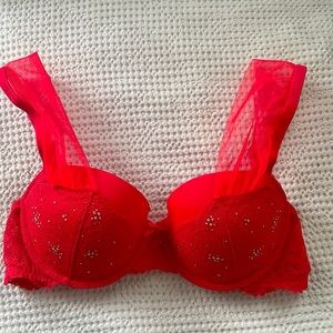 Victoria’s Secret limited edition sexy red mesh with swavarski crystals size 34D